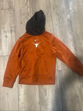 Nike Orange Pullover Hoodie with Black Hood and White Logo